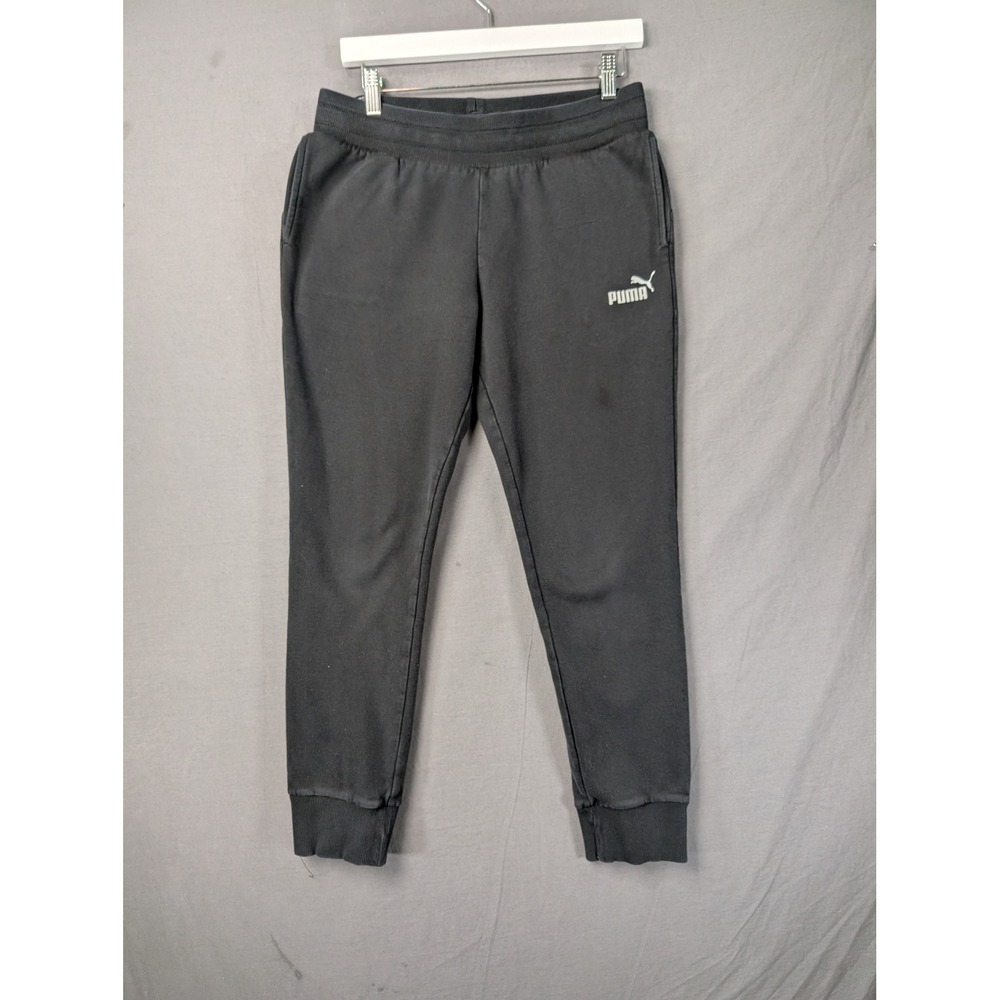Puma Boys Black Fleece Lined Elastic Waist Jogger Sweatpants Size L